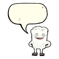 cartoon tooth looking smug with speech bubble N9
