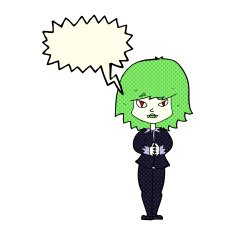 cartoon vampire woman with speech bubble N6