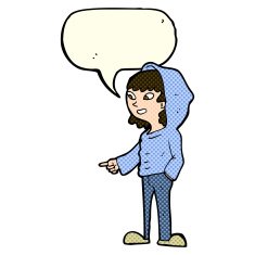 cartoon pointing teenager with speech bubble N6