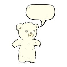 cute cartoon polar bear with speech bubble N42