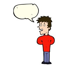 cartoon happy man with speech bubble N229