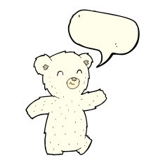 cute cartoon polar bear with speech bubble N43
