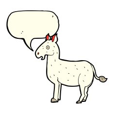 cartoon mule with speech bubble N4