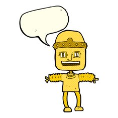 cartoon robot with speech bubble N93