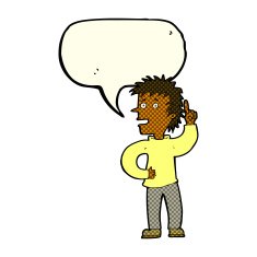 cartoon boy with idea speech bubble N43