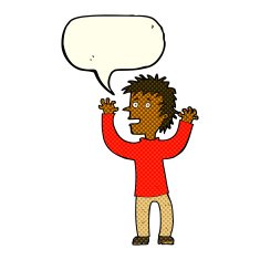 cartoon excited boy with speech bubble N72