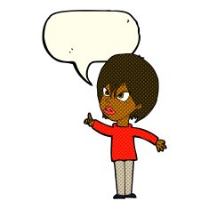 cartoon woman arguing with speech bubble N5