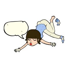 cartoon woman floating with speech bubble N5