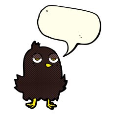 cartoon bored bird with speech bubble N6