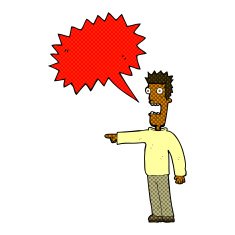 cartoon terrified man with speech bubble N114