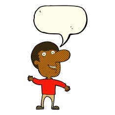 cartoon waving man with speech bubble N21