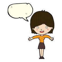 cartoon excited woman with speech bubble N66