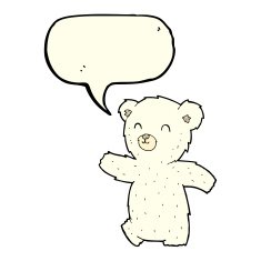 cute cartoon polar bear with speech bubble N45