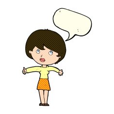 cartoon woman giving thumbs up with speech bubble N5