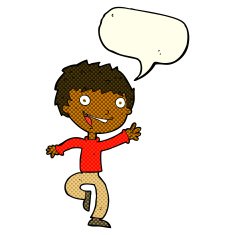 cartoon excited boy with speech bubble N76