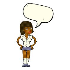 cartoon woman with hands on hips speech bubble N114