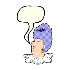 cartoon queen's head with speech bubble N6