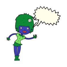 cartoon vampire girl with speech bubble N116