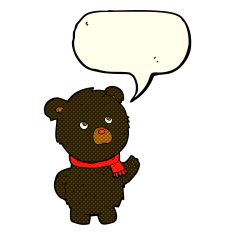 cartoon cute black bear with speech bubble N39