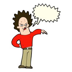 cartoon nasty boy with speech bubble N5