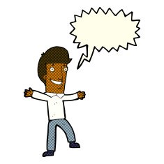 cartoon happy man with speech bubble N230