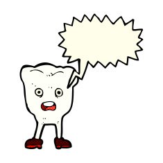 cartoon tooth with speech bubble N8