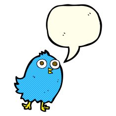 cartoon happy bird with speech bubble N23