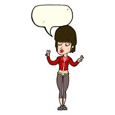 cartoon cool girl with speech bubble N14