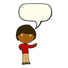 cartoon boy pointing with speech bubble N15