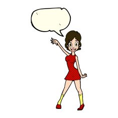 cartoon party girl with speech bubble N5