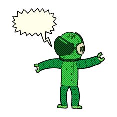 cartoon astronaut with speech bubble N64