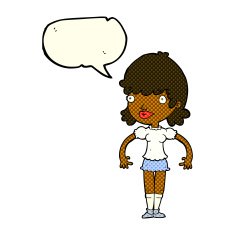 cartoon happy woman with speech bubble N134