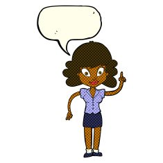 cartoon happy woman with idea speech bubble N5