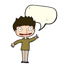 Cartoon happy boy with speech bubble N120
