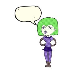 cartoon vampire girl with speech bubble N120