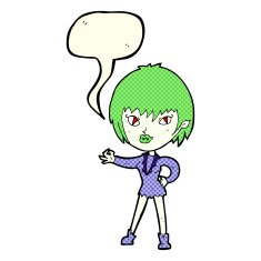 cartoon vampire girl with speech bubble N121