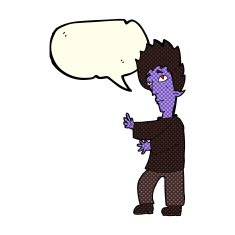 cartoon vampire with speech bubble N65