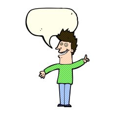 cartoon happy man with speech bubble N232