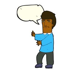 cartoon grumpy man with speech bubble N11