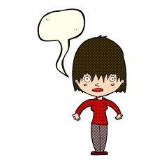 cartoon woman staring with speech bubble N16
