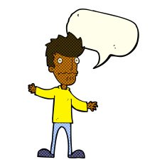 cartoon nervous man with speech bubble N72
