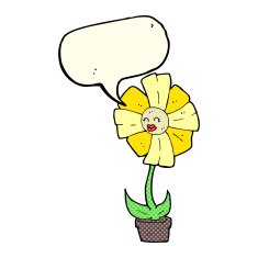 cartoon flower with speech bubble N24