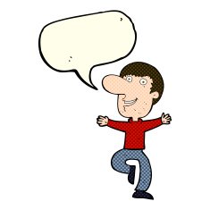 cartoon happy man with speech bubble N235
