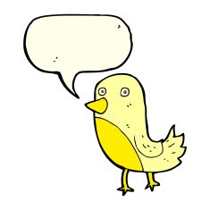 cartoon yellow bird with speech bubble N3