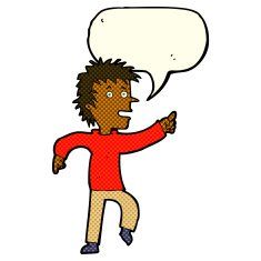 cartoon happy man pointing with speech bubble N33