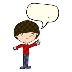 Cartoon happy boy with speech bubble N123