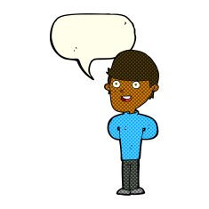 cartoon happy man with speech bubble N236