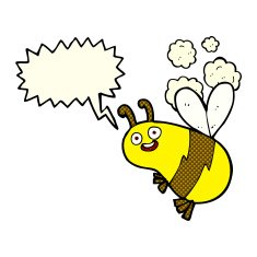 funny cartoon bee with speech bubble N9