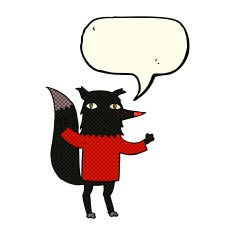 cartoon wolf with speech bubble N10