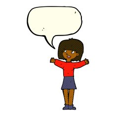 cartoon excited woman with speech bubble N67